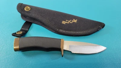 Buck 692 / Vanguard Knife + Scabbard Rubberized Brass Handle c. 1993  TR536 - Image 1 of 4