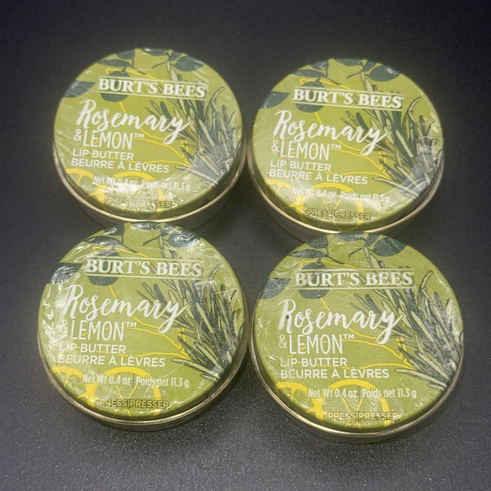 (4) Lata de mantequilla LIP 100 % natural Burt's Bees 0,4 oz, romero y limón Foto 1 de 1
