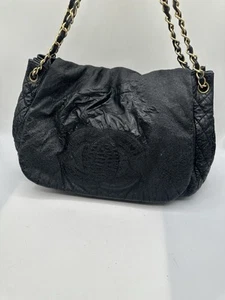 Chanel Rock & Chain Black Patent Vinyl Flap Baguette Shoulder Handbag. READ - Picture 1 of 16