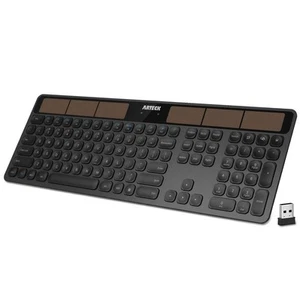Wireless Solar Keyboard Full Size Solar Recharging Keyboard for Computer/Desk... - Picture 1 of 7