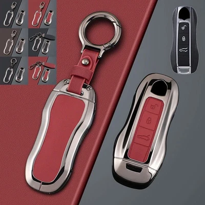 Zinc Alloy Leather Car Key Case Cover For Porsche Cayenne Panamera 911 Taycan - Image 1 of 4