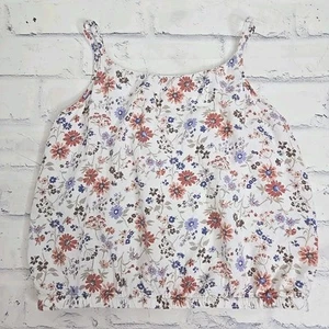 Abercrombie Kids Tank Top Girls 11/12 White Floral Adjustable Straps Elastic - Picture 1 of 10