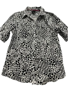 Talbots Gr. 12 Kurzarm Bluse Button-Down Kragen Ausschnitt weiß schwarz Stretch - Bild 1 von 8