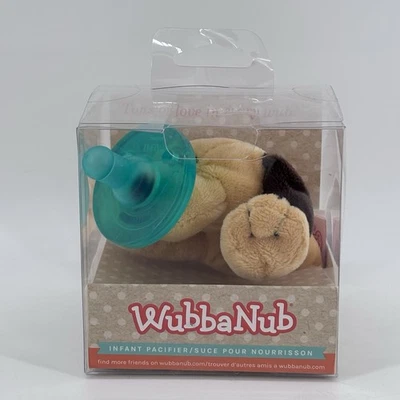 Chupete verde silicona infantil Wubbanub marrón cachorro felpa BPA sin látex nuevo en caja Foto 1 de 4