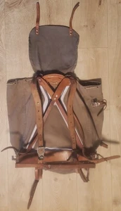 Zaino esercito svedese M39 tela pelle telaio zaino M39 vintage ww2 militare - Foto 1 di 8