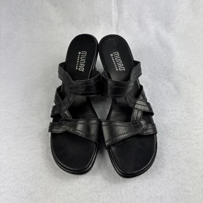 Women's Munro American Walking Wedge Sandals In Black, Size 8.5 - Image 1 of 4