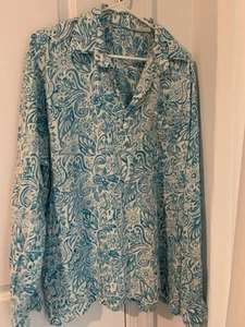 Mens Large Tropical Shirt Long Sleeve Henley Buttons (resort Wear) - Picture 1 of 7