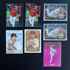 Shane Bieber 7 Card MLB Baseball Trading Card Lot Cleveland Guardians Pink - Picture 1 of 10