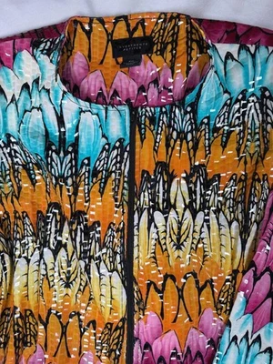 Investments Womens P XL Jacket Abstract Full Zip Long Sleeve Colorful Shine - Image 1 of 4