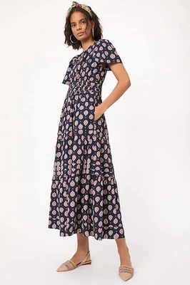NWT Anthropologie Maeve Somerset Maxi in Navy Medallion Print Cotton Dress XL - Image 1 of 4