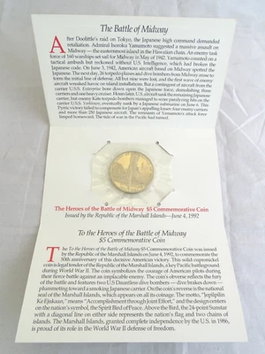 1992 To the Heroes of the Battle of Midway $5 Commemorative Coin / FS / RSEEDm1 - Image 1 of 4