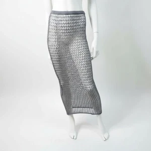 ​SUBSURFACE Skirt Iridescent Metallic Mesh Maxi Size S Sheer Festival Rave Y2K  - Bild 1 von 9