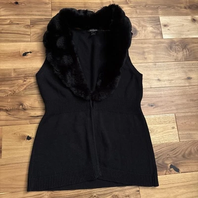 Chaleco Suéter Cuello Piel Sintética Desmontable Casa Blanca Mercado Negro Grande Foto 1 de 4