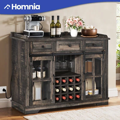 53" Sideboard Cabinet Kitchen Liquor Storage Wine Rack Sliding Door w/ Drawers - Image 1 of 4