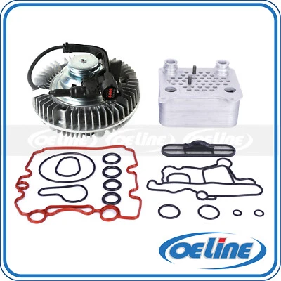 Kit de refrigerador de óleo atualizado Fit Ford F250 E350 ventilador elétrico embreagem radiador de refrigeração - Imagem 1 de 4