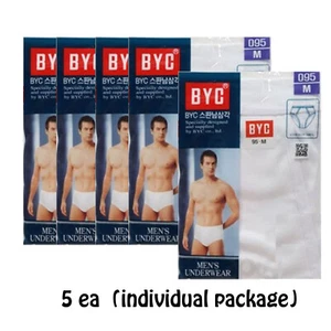 BYC Men's Underwear Briefs White 100% Cotton 5 ea Basic Slim Fit In-Band Korea - Picture 1 of 6