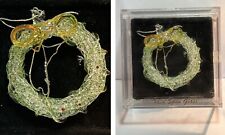 Vintage Hand Spun Glass Green Christmas Wreath Ornament 80s Unique Treasures UT