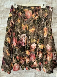 Coldwater Creek Lined Chiffon Midi Skirt Fall Floral Zip Close 18 Petite New! - Picture 1 of 13
