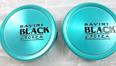 TAPAS CENTRALES DE RUEDA PERSONALIZADAS SAVINI NEGRO DI FORZA TURQUESA* #C-SA02 (JUEGO DE 2) Foto 1 de 4