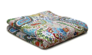90X108" Queen Size Handmade Bedspread Reversible Kantha Quilt Cotton Bedcover D3 - Picture 1 of 6