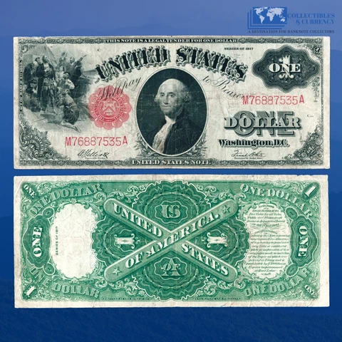Fr.38 1917 $1 One Dollar "SAWHORSE REVERSE" Legal Tender Note, VF #87535 Cover