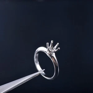 Anillo de compromiso de diamantes semi montaje 7,0 mm redondo platino macizo 950 - Imagen 1 de 9