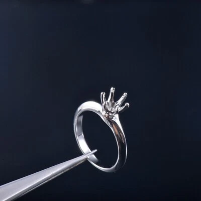 Solid Platinum 950 Round 7.0mm Semi Mount Engagement Diamond Ring Setting - Image 1 of 4