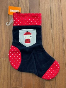 Gymboree Holiday Shop Red Navy Gray Snowman Pocket Corduroy Stocking New - Picture 1 of 6