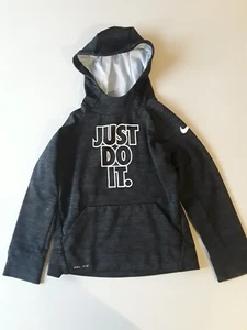 NIKE Hoodie Kids Size 6 M Heathered Gray Dri-Fit Sweatshirt Just Do It - Picture 1 of 5