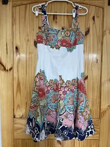 Nine West Dress Cotton A Line Summer, Sleeveless, Floral Size 10 Fully Lined NWT - Picture 1 of 5