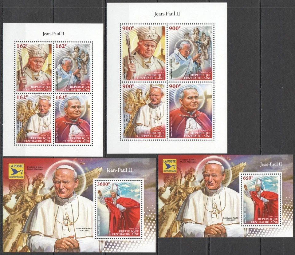 HM1019 2018 ÁFRICA CENTRAL PAPA JUAN PABLO II #8140-9 2KB+2BL (1833-4) MNH Foto 1 de 1