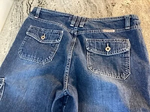 Vintage Hydraulic Utility Pocket Blue Denim Women's 13/14 Low Rise Capris Y2K - Picture 1 of 14