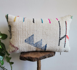 Moroccan Handmade Kilim Pillow White Cushion Cover Throw Pillow Case Sofa boho