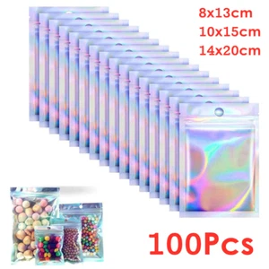 100X Clear Zip Lock Seal Mylar Bags Sweets Gift Zipper Pouch Foil Resealable Bag - Picture 1 of 12