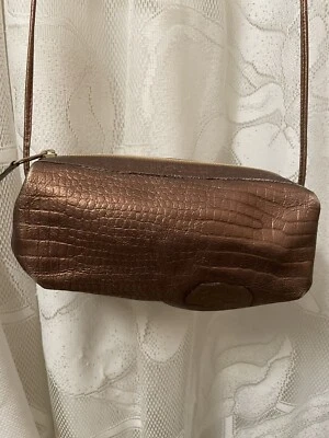 Vintage Carlos Falchi Shoulder Crossbody Baguette Bag Purse Gold Exotic Leather - Image 1 of 4