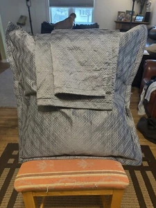 Nichole Miller Set Of 3 Pillow Shams Silver Gray 27”x27” Total 2  19x20 Total 1 - Picture 1 of 3