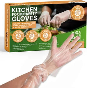 Disposable Gloves for Food Prep - Super Poly Kitchen Grade Food Safe Gloves - Pe - Picture 1 of 8