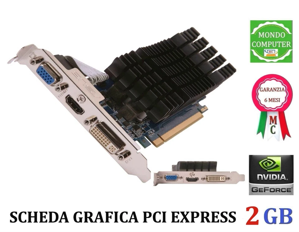 SCHEDA GRAFICA PCI EXPRESS 2 GB ASUS GT 610-SL NVIDIA GEFORCE & GDDR3 - Immagine 1 di 1