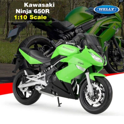 WELLY 1:10 2009 Kawasaki Ninja 650R Diecast Motorcycle Model Collection Gift - Image 1 of 4