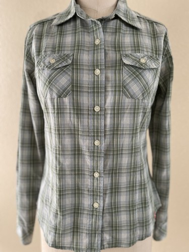 Camicia top donna The North Face floreale ricamata verde a quadretti a maniche lunghe XS