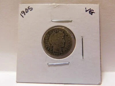 1905 P Barber Liberty Dime Scarce Silver Coin - Image 1 of 3