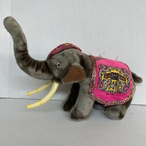 Vintage Ringling Bros Plush Elephant Barnum And Bailey Gray Stuffed Raised Trunk