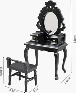 New In Box!! 1:12 Doll House Furniture Toys for Dollhouse Vanity Set - Black - Picture 1 of 41