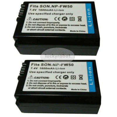 2X NP-FW50 Battery For Sony NEX-3 5 6 7 F3 3N 5R 5N A3000 A55 A33 A35 A37 ILCE-7 - Image 1 of 4