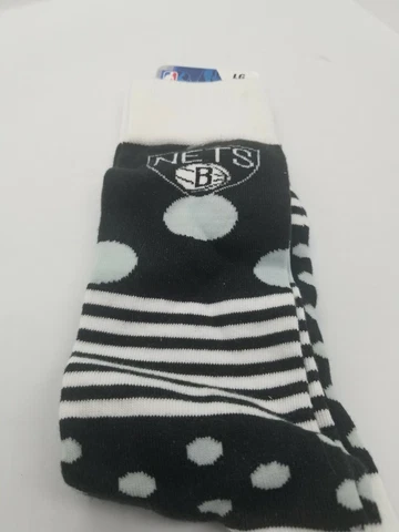 FBF Sportswear Brooklyn Nets NBA Polka Dot Socks Size Large L 10-13 NWT Cover