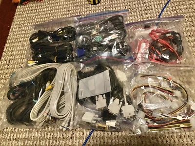 Huge Lot Computer Cables Adapters Coverters VGA TO DVI Molex Serial ATA Etc - Image 1 of 4
