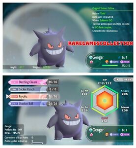 Pokemon Let's Go Pikachu & Eevee ✨ SHINY ✨ 6 IVs 1 LEVEL GENGAR FAST DELIVERY