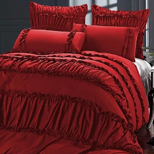 New Designer Gathered Ruffle Duvet Cover 5pc Set 800TC Egyptian Cotton All Sizes - Picture 1 of 25