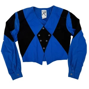 Vintage 90's Roper Western Style Cropped Blue Black Diamond Button Up Small - Bild 1 von 7