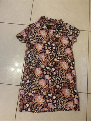 Tahari Farm Dress S Rio Style Floral Linen Above-the-knee shirt dress Zara - Image 1 of 4